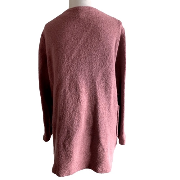 Max Studio Pink Wool Blend Long Line Zip Down Jacket Blazer Size Large - Picture 4 of 12